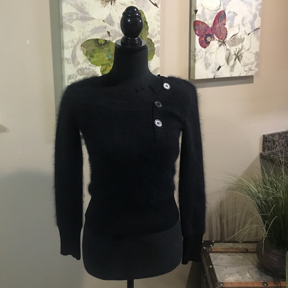 Black Angora Rabbit Hair Sweater